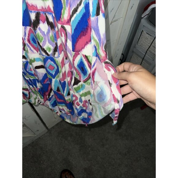 ZARA Printed Dress Summer Tribal Maxi Cover Up Kaftan colorful geo ikat M MEDIUM - Picture 9 of 14